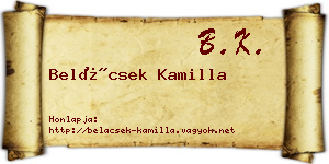 Belácsek Kamilla névjegykártya
